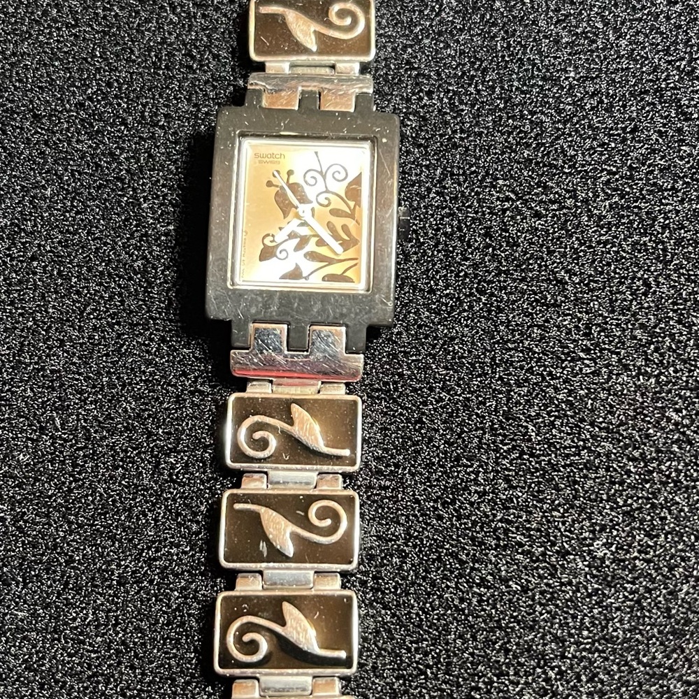 Swatch Black and Silver Artistic Watch